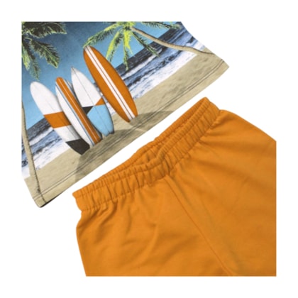Conjunto Masculino Regata Estampa Pranchas  e Bermuda Moletinho 1001078 - Kyly 