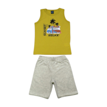 Conjunto Masculino Regata Estampa Relax e Bermuda Moletinho 45438 - Rei Rex