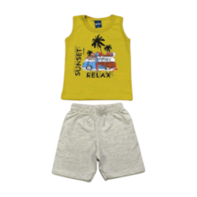 Conjunto Masculino Regata Estampa Relax e Bermuda Moletinho 45438 - Rei Rex 