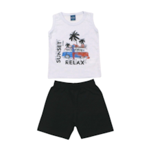 Conjunto Masculino Regata Estampa Relax e Bermuda Moletinho 45438 - Rei Rex 