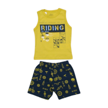 Conjunto Masculino Regata Estampa Riding e Bermuda Moletinho 2334 - Bicho Bagunça 