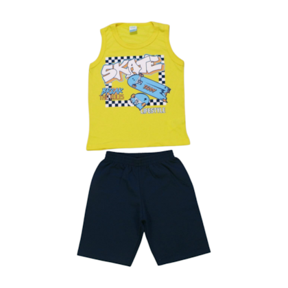 Conjunto Masculino Regata Estampa Skate e Bermuda Moletinho 17883 - Teddy 