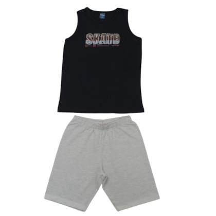 Conjunto Masculino Regata Estampa Skate e Bermuda Moletinho 47126 - Rei Rex