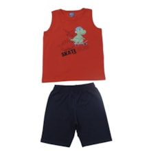 Conjunto Masculino Regata Estampa Skate e Bermuda Moletinho 47169 - Rei Rex