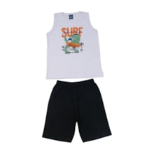 Conjunto Masculino Regata Estampa Surf e Bermuda Moletinho 47003 - Rei Rex 