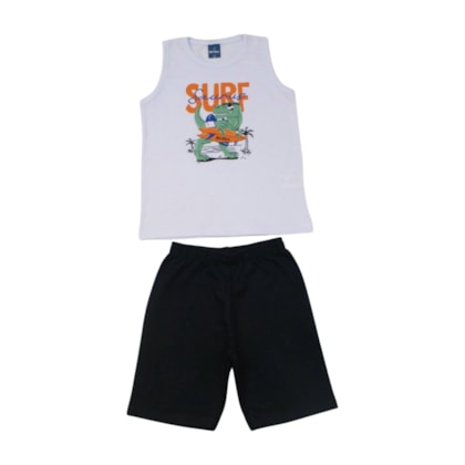 Conjunto Masculino Regata Estampa Surf e Bermuda Moletinho 47003 - Rei Rex 