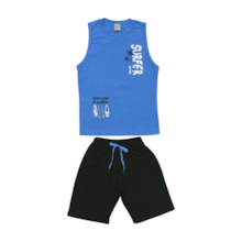 Conjunto Masculino Regata Estampa Surfer e Bermuda Moletinho 24866 - Leb 