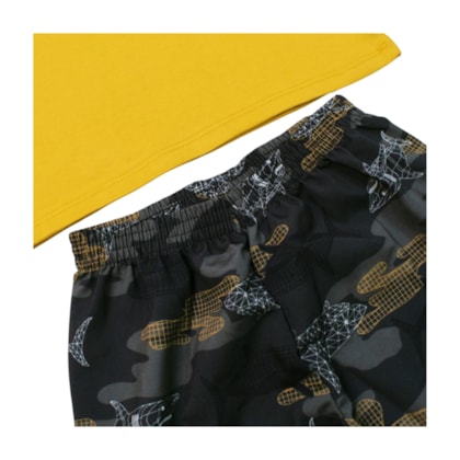 Conjunto Masculino Regata Estampa Tubarão e Bermuda Tactel 4368 - Bicho Bagunça