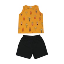 Conjunto Masculino Regata Estampada Abacaxi e Bermuda Moletinho 70327 - Alenice 