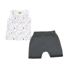Conjunto Masculino Regata Estampada Animais e Bermuda Moletinho 11449 - Hrradinhos