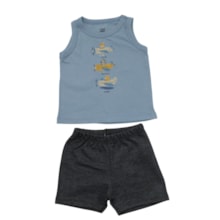 Conjunto Masculino Regata Estampada Aviões e Bermuda Moletinho 302912 - Rovitex