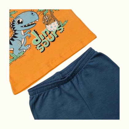 Conjunto Masculino Regata Estampada Dino e Bermuda Moletinho 18375 - Teddy       