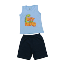 Conjunto Masculino Regata Estampada Dino e Bermuda Moletinho 51111 - Rei Rex 