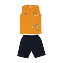 Conjunto Masculino Regata Estampada Dino e Bermuda Moletinho 9333 - Livy      