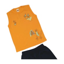 Conjunto Masculino Regata Estampada Dino e Bermuda Moletinho 9333 - Livy      