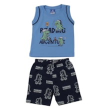 Conjunto Masculino Regata Estampada Dinos e Bermuda Moletinho 18867 - Teddy