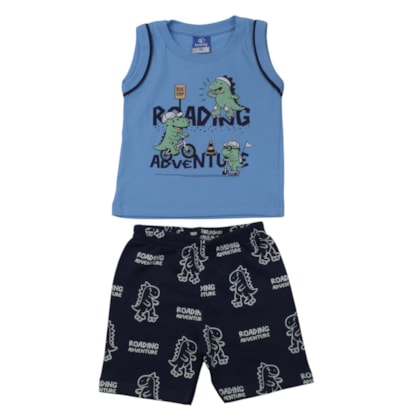 Conjunto Masculino Regata Estampada Dinos e Bermuda Moletinho 18867 - Teddy