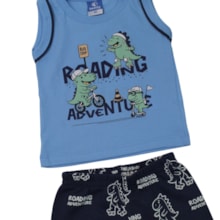 Conjunto Masculino Regata Estampada Dinos e Bermuda Moletinho 18867 - Teddy