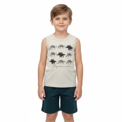 Conjunto Masculino Regata Estampada Dinos e Bermuda Moletinho 302908 - Rovitex