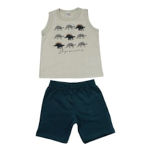 Conjunto Masculino Regata Estampada Dinos e Bermuda Moletinho 302908 - Rovitex
