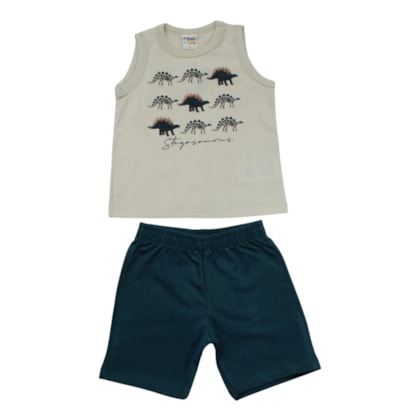 Conjunto Masculino Regata Estampada Dinos e Bermuda Moletinho 302908 - Rovitex