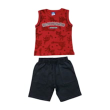 Conjunto Masculino Regata Estampada Dinossauros  e Bermuda Moletinho 18282 - Teddy     