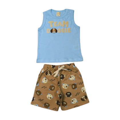Conjunto Masculino Regata Estampada Dog e Bermuda Moletinho 15146 - Hrradinhos