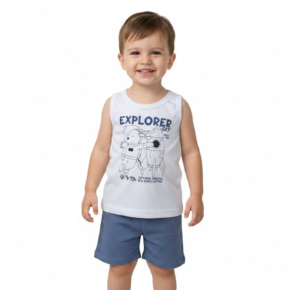 Conjunto Masculino Regata Estampada Foguete e Bermuda Moletinho 302959  - Rovitex