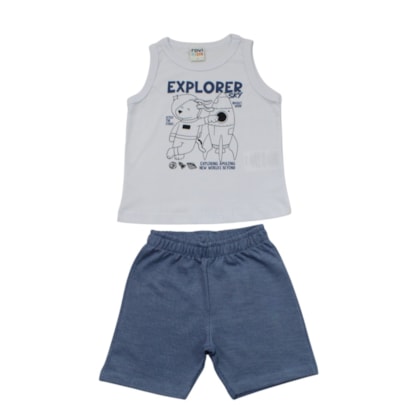 Conjunto Masculino Regata Estampada Foguete e Bermuda Moletinho 302959  - Rovitex