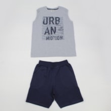 Conjunto Masculino Regata Estampada Urban e Bermuda Moletinho 6766 - Brincar é Arte