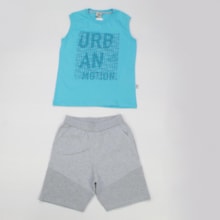 Conjunto Masculino Regata Estampada Urban e Bermuda Moletinho 6766 - Brincar é Arte