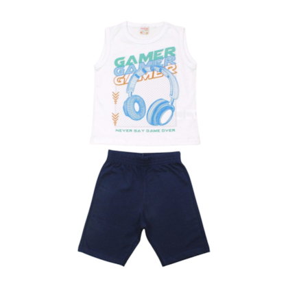 Conjunto Masculino Regata Gamer e Bermuda Moletinho 26044 - Brandili    