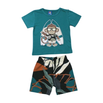 Conjunto Masculino Sortido Camiseta e Bermuda Moletinho 9001586 - Pipa 