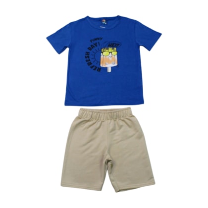 Conjunto Masculino Sortido Camiseta e Bermuda Moletinho 9001596 - Pipa
