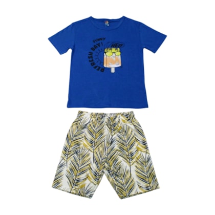 Conjunto Masculino Sortido Camiseta e Bermuda Moletinho 9001596 - Pipa  