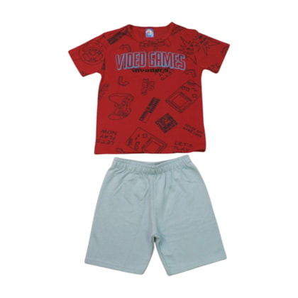 Conjunto Masculino Sortido Camiseta e Bermuda Moletinho 9001847 - Pipa