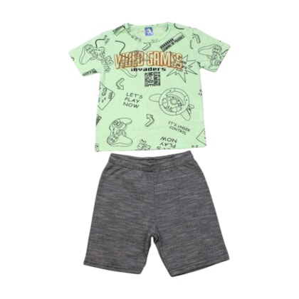 Conjunto Masculino Sortido Camiseta e Bermuda Moletinho 9001847 - Pipa