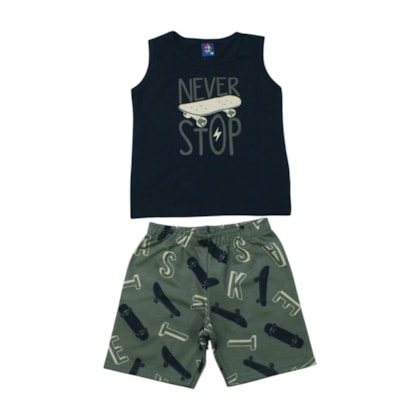 Conjunto Masculino Sortido Regata e Bermuda Moletinho 9001587 - Pipa 