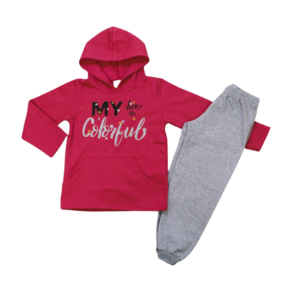 Conjunto Moletom Feminino com Capuz Colorful 24632 - Leb