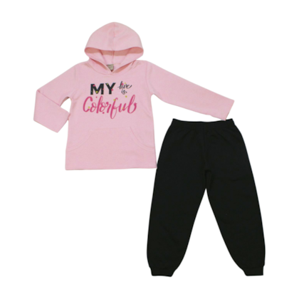 Conjunto Moletom Feminino com Capuz Colorful 24632 - Leb