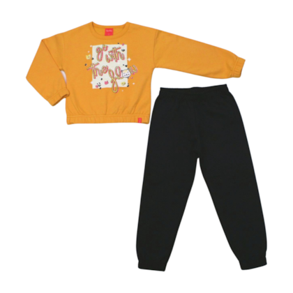 Conjunto Moletom Feminino com Glitter Gato 60469 - Kely kety