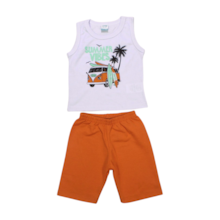 Conjunto Msculino Regata Estampa Summer e Bermuda Moletinho 17878 - Teddy 