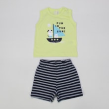 Conjunto Regata e Bermuda Moletom Listrada 13573 - Hrradinhos