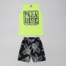 Conjunto Regata Estampada Paradise e Bermuda Moletinho 111614 - Kyly