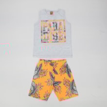 Conjunto Regata Estampada Paradise e Bermuda Moletinho 111614 - Kyly
