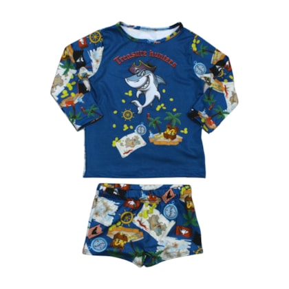 Conjunto Sunga Boxer Estampada Tubarão 46800 - Boca Grande