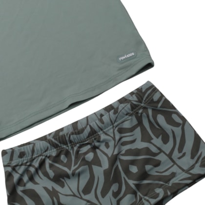 Conjunto Sunga Estampada Folhas e Camiseta Manga Longa 302929 - Rovitex