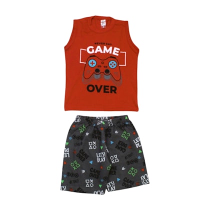 Conjuto Masculino Regata e Bermuda Moletinho Estampas Sortidas 84 - Cleomara