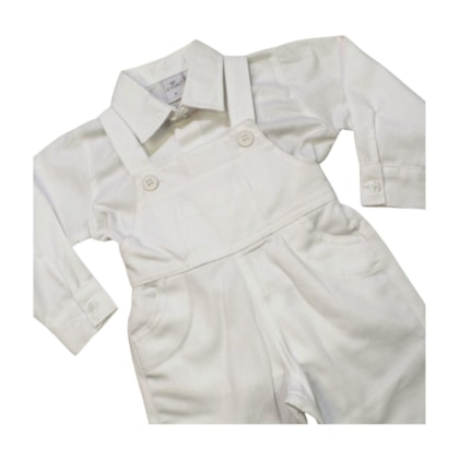 Jardineira Batizado com Camisa 2 Peças 2259 - Sylvaz