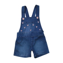 Jardineira Curta Jeans Feminina Coração 2121 - Petit Tathi  